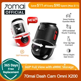 DVRS DASH CAM OMNI 360 ° 전체보기 내장 GPS ADAS 70MAI 자동차 DVR X200 카메라 24H 주차 모니터 EMMC 스토리지 AI MotionHKD230701