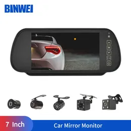 Carro dvr binwei 7 polegadas tft lcd hd sistema de estacionamento reverso backup espelho retrovisor monitor com câmera hkd230701