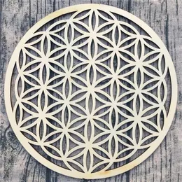 Filmer Flower of Life Wood Crystal Grid Board Sacred Geometrical Chakra Wall Art Decoration Spiritual Home Decor for Yoga/Meditation