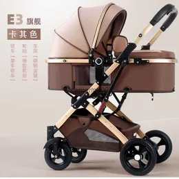 High-view Strollers Can Sit on Reclining Light Folding Two-way Shock-absorbing Newborn Baby Strollers L230625