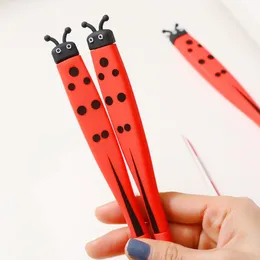 Pennor 12st/pack koreanska söta skolpennor Ladybird Kawaii Stationery gel penna roliga saker cool rollerball bollpoint kawai saker varor varor