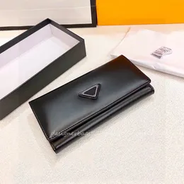 Svarta plånböcker Designer modekorthållare äkta läder klassisk lång plånbok med kortplatser dragkedja myntpåse kohud för kvinna och man