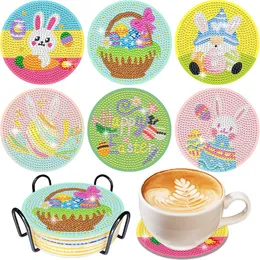 Frothers 6pcs Diam Diamond Coaster Coaster Bunny Ovos de copo de xícara de copo de almofada de almofada Placemat Placemat Pad Acessórios de cozinha