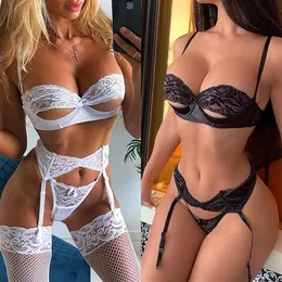 Erotyczne Lengerie Womens Sexy bielizna bielizna śpiąca Women G-String Push Up Bra Lace Babydoll Nocna odzież Lengerie New2623