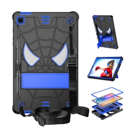 Barn Spider Kickstand Tablet PC -fall Väskor för Samsung Galaxy Tab S6 Lite P610 P613 P615 P619 Robust skyddskåpan med lång rem
