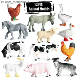 Figury zabawek akcji 12PC/zestaw zwierząt Dinozaur Figurki Model zabawki dla dzieci Lion Tiger Whale Rekin Cogniz Educational Toys Dift 220115 Z230701