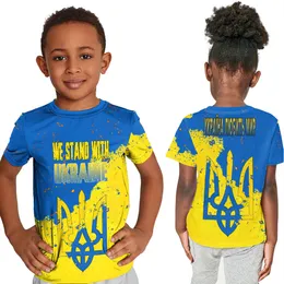 Conjuntos de roupas AMERICANSPOWER TSHIRT WE STAND WITH UKRAINE 3D Printed Tshirt BoyGirl funny Top Short Sleeve Tshirts kids 230630
