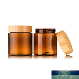 Classic Body Butter Cream Container Packaging Bottles 150ml 250ml Amber PET Cosmetic 8Oz Plastic Jar With Screw Cap Bamboo Wooden Lid