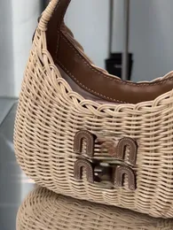 Spring New Letter Rattan Handbag Straw Bag Seaside Vacation Style Women's Bag Small Clutch Tide