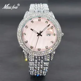 Orologi da donna Relogio Feminino MISSFOX Elegante orologio rosa con diamanti Bling per donna Ginevra Luxury Unique Pearl Dial Dress Orologi Drop 230630