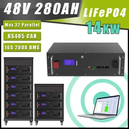 48V LiFePO4 280Ah 200Ah 100Ah Battery Pack 51.2V 14KWh with RS485 CAN PC Monitor for Energy Storage Backup Power NO TAX
