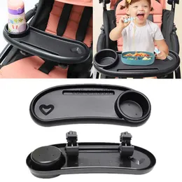 Baby Stroller Dinner Table Tray Accessories Universal Children Cart Pram Snack Tray Dish Milk Bottle Cup Holder with Armrest L230625