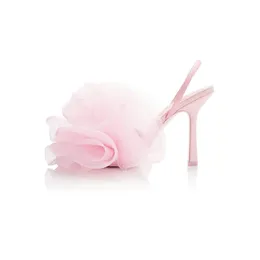 2023 women Ladies leather sandals high heels summer peep-toe open toed net Bath ball flowers rose wedding party dress Princess Casual Elastic band shoes siz 34-43