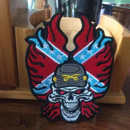 100% Brodery Rebel Rider Skull American Flag Patch Embroidery Iron On Patch Badge 10 PCS Lot Applique DIY Shipp327s