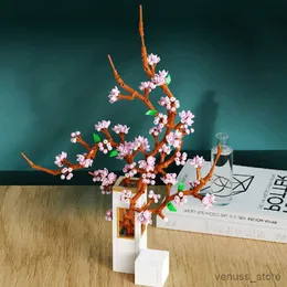 Blocks Creative Anime Ideas Romantic Flowers Bouquet Building Blocks Home Decoration Sakura Bonsai Toys For Girls Gifts R230701