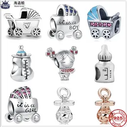 Per pandora charms autentici perline in argento 925 capezzolo Ciondolo per biberon per carrozzina