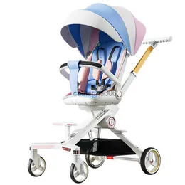 Lätt fyra hjul Högt landskap Babyvagn kan sitta Lie Two-Way Folding Barnvagn Nyfödd stötdämpning Baby Cariage L230625