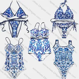 Costumi da bagno da donna Bikini jacquard in porcellana bianca blu Costume da bagno classico di moda di design di lusso331N