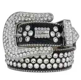 Cintura Bb di design di lusso per uomo e donna Cintura con diamanti lucidi su nero Nero Blu bianco rosso multicolore regalo di moda con strass scintillanti 2023