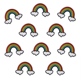 10st Rainbow Embroidered Patches For Kids Clothing Bags Iron On Transfer Applique Patch For Dress Jeans Diy Sew On Brodery STI252R