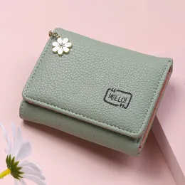 2022 carino donne portafoglio corto fiore nappa femminile morbido piccolo portamonete porta carte portafogli per le donne monederos manga borsa solida
