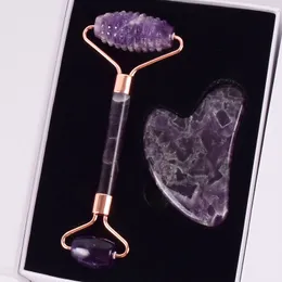 Massage Stones Rocks Amethyst Sawtooth Face Roller Natural Stone Crystal Crystal Tool أداة صحية جمال الرقبة التخلي