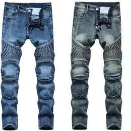 Męskie spodnie Plus Size Jeans Man Dżins Designer Moto Bike Prosty motocykl na jesienne wiosenne punkowe streetwear jeździec