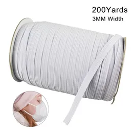 Auf Lager 200 Yards Länge 0 12 Zoll Breite geflochtenes elastisches Band Cord Strickband zum Nähen DIY Maske Tagesdecke Elastic201e