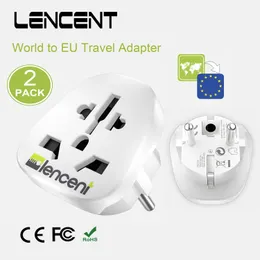 Power Cable Plug LENCENT 2 PCS World to EU Travel Adapter Overload Protection Convert World Plug to EU Plug Universal Wall Socket for Travel/Home 230701
