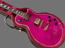Elektrisk gitarr glansig finish, rosa, 6-sträng, gratis frakt, OEM