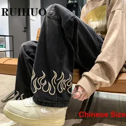 Мужские джинсы RUIHUO с геометрическим рисунком, облегающие мужские брюки в стиле хип-хоп, мужская уличная одежда, китайский размер 3XL, весенние поступления 2023 230630
