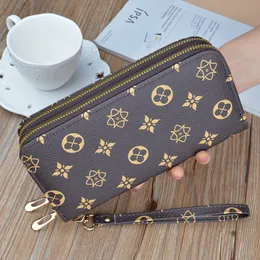 Damesportemonnee mode Dames mobiele telefoontas lange opdruk Vintage clutch tas Dubbele ritssluiting handriemtas Meerdere kleuren 366