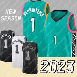 Camisas de basquete masculinas nº 1 Victor Wembanyama 2023 nova temporada