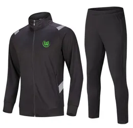 VfL Wolfsburg Tuta da allenamento a maniche lunghe con cerniera intera da uomo per bambini adulti Set di abbigliamento sportivo per sport all'aria aperta e per il tempo libero Maglie Abbigliamento sportivo da jogging