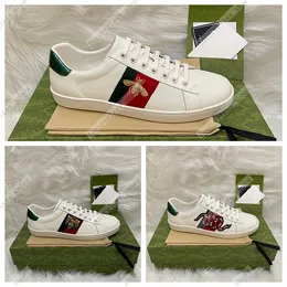 Designer Womens Mens Shoes Bee Ace Sneakers Low Casual Shoe Sports Trainers Snake Tiger broderade White Green Stripes Jogging Woman Wonderful Zapato