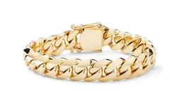 Men's 12 mm Thick Miami Cuban Link Solid Bracelet 14k Yellow Gold Finish 8" inch