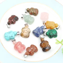 Natural Stone Little Carved Tortoise Pendants Fashion Turtle Charms för smycken som tillverkar halsband örhängen