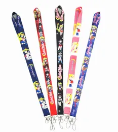 Small Wholesale Japan Anime Sailor Moon Lanyard Neck Strap Clip Black Stripe for Car Key ID Card Mobile Phone Badge Holder