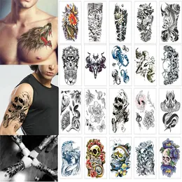 Temporary Tattoos 100 Sheets Wholesales Waterproof Fake Temporary Tattoo Man Women Cool Arm Leg Art Sleeve Glitter Eagle Black Sticker 230701