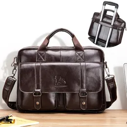 Briefcases LAOSHIZI large capacity 100 cowhide Briefcase business handbag messenger bag retro shoulder travel men's 15 inch laptop 230701