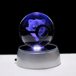 Dekorativa föremål Figurer Crystal Ball Laser Gravering 3D Glass Sphere With LED Light Base Global Home Decor Birthday Christmas Gifts 230701