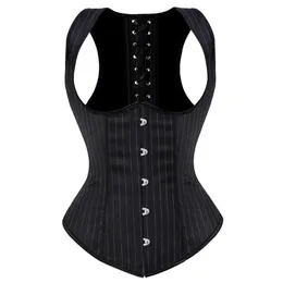 Dikey Şerit Boyundan Bağlamalı Underbust Korse Yelek Artı Boyutu S-6XL Kadın Moda Büyük Boy Bel Cincher Büstiyer Zayıflama Vücut Şekillendirici201Z