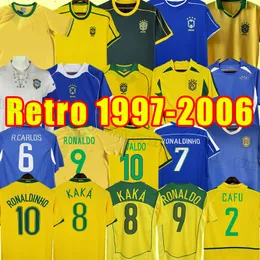 Brasil camisas de futebol retro camisas Carlos Romário Ronaldo Ronaldinho camisa de futebol Brasil LS 2006 RIVALDO ADRIANO 1997 1998 2000 2002 2004 2006 98 0 02 04 06