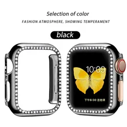 Apple Smart Watches의 경우 8 45mm 49mm 단일 줄 다이아몬드가 암호화 된 반 팩 보호 케이스 Iwatch 7 6 SE 5 PC 전기 도금 케이스 스타 컬러