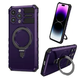 Shockproof Hybrid Dual Layer Magnetic Magsafe Cases For iPhone 14 Pro Max 13 12 11 Anti-Slip Bracket Kickstand Phone Covers