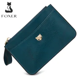 FOXER Frauen PU Kartenhalter Geldbörsen Kunstleder Geldbörse Mini Geldpaket Stilvolle Dame Kurze Clutch Tasche für Frau Brieftasche