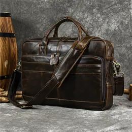 Briefcases Large Genuine Leather Handbag for Men Business Laptop Bag Male Travel Briefcase Fashion Real Cowhide Computer Shoulder 230701