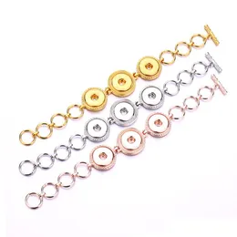 سحر أساور Sier Gold Rose Color Three 18mm Snap Button Bracelet Bangelet for Women Guordize Wholesale Drop Droviour Jewelry DH0OE