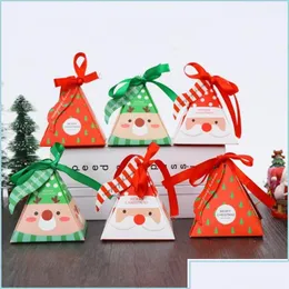 Gift Wrap Merry Christmas Candy Bags Tree Box Xmas Pyramid Paper Cookie Storage Bag Drop Delivery Home Garden Festive Party Dhuza Su Otyjf