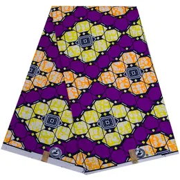 Lila afrikanskt tyg 6 meter Lot Ankara Polyesterduk för klänning Sying Real Wax Print Fabric by the Yard Designer269g